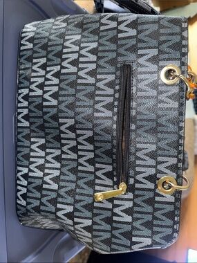 Black and Blue MFK Logo Shoulder Bag